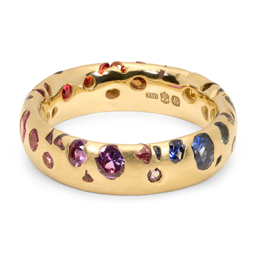 Wide Rainbow Gradient Confetti Ring - Made to Order